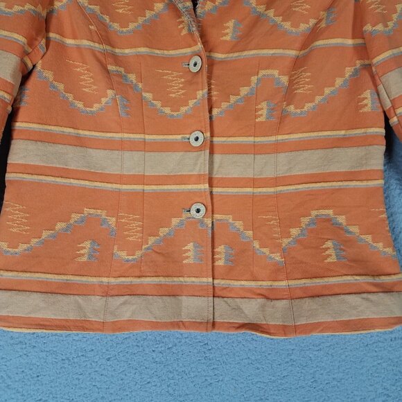 Coldwater Creek Blazer Women's 14 Orange Embroidered Aztec Southwestern Career - Picture 5 of 16